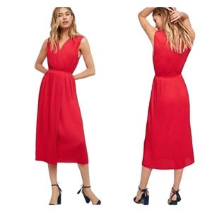 Anthropologie x Tracy Reese Red Pleated Holiday Midi Dress